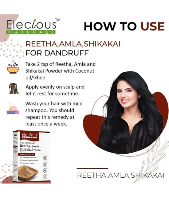 Elecious Naturals Amla, Reetha, Shikakai Powder For All Hair | 100% Natural, No Preservative