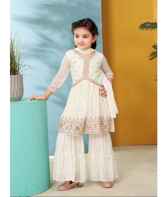 Aarika Cream Georgette Girls Kurta and Sharara Set ( Pack of 1 ) - None