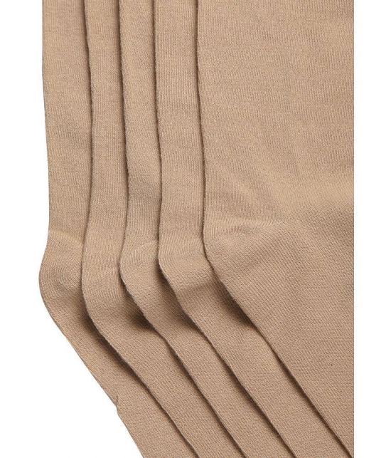 Texlon - Beige Cotton Women's Mid Length Socks ( Pack of 5 ) - None