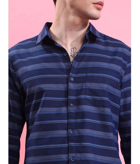 Ketch Cotton Blend Regular Fit Striped Full Sleeves Mens Casual Shirt - Navy ( Pack of 1 ) - None