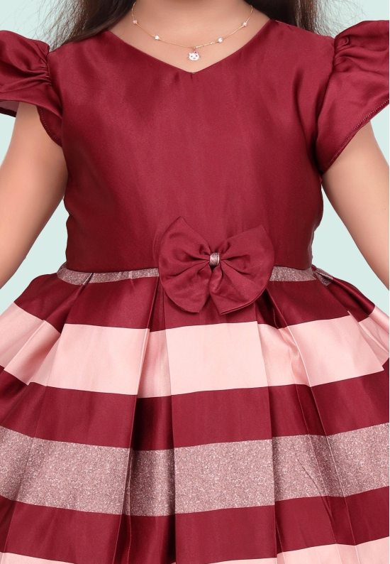 Kids Girls Knee Length Multicolour Design Festive/Wedding Fit & Flare Dress-5 - 6 Year