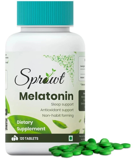 Sprowt Melatonin 10mg for better sleep | Antioxidant Support & Non-Habit Forming - 120 Veg Tablets