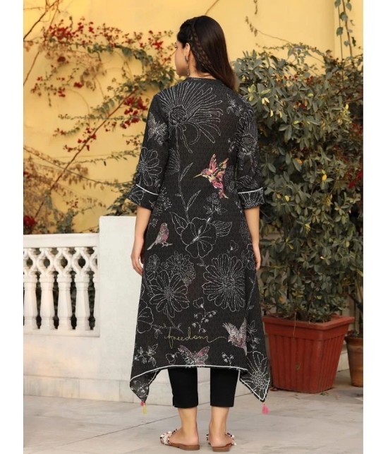 Juniper Polyester Printed A-line Womens Kurti - Black ( Pack of 1 ) - None