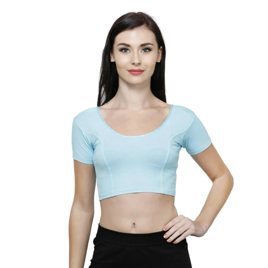 Vami Women's Cotton Stretchable Readymade Blouses- Aquamarine S