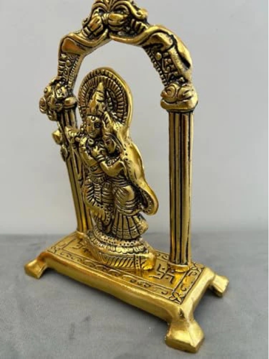 Aarna Creations Hand Crafted Metal Radha Krishna Murti| Radha Krishna| Antique Golden Radha Krishna Idol