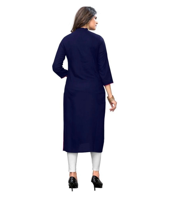 Vbuyz - Blue Rayon Womens Straight Kurti ( Pack of 1 ) - XXL