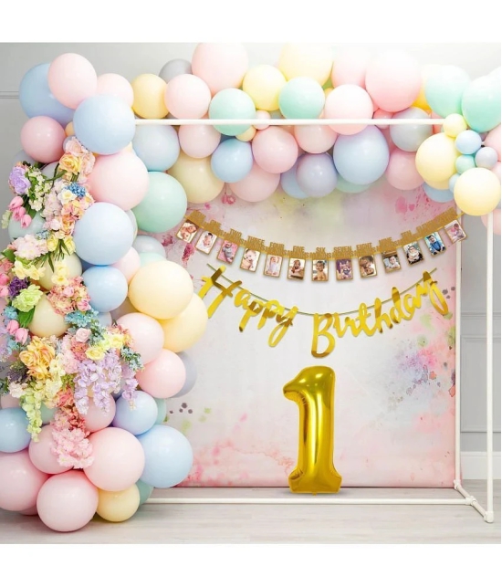 Zyozi Birthday Set,Birthday Decoration Items-Including Happy Birthday Banner,Milestone Banner,Multicolor Balloons,Foil Balloons & Glue dot (Pack of 55) - Multicolor