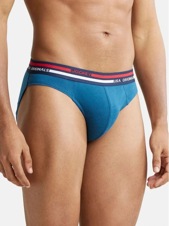 Jockey US49 Men Super Combed Cotton Solid Brief with Ultrasoft Waistband - Seaport Teal - None