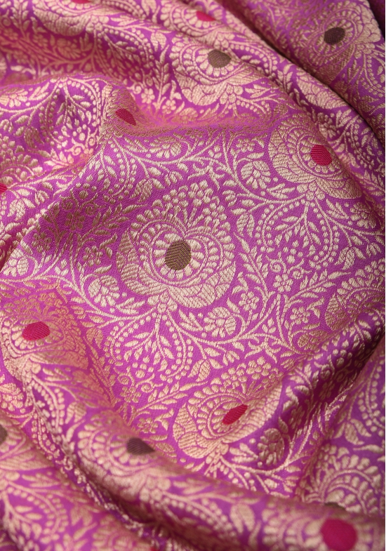 Lavender Exquisite and Intricate Banarasi Meenakari Brocade Katan Silk Saree| SILK MARK CERTIFIED