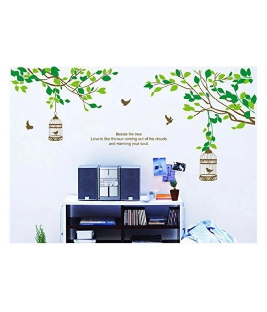 Print Mantras Tree Branches Birds Cage Wallstickers Nature Sticker ( 125 x 155 cms )