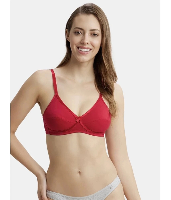 Jockey 1242 Wirefree Non Padded Super Combed Cotton Elastane Cross Over Everyday Bra - Red Love - None