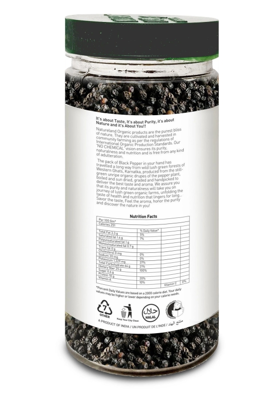 Natureland Organics Black Pepper, 100 gm - Pack of 2