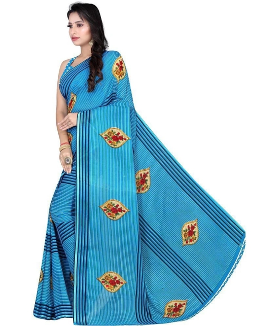 LEELAVATI - Light Blue Georgette Saree With Blouse Piece ( Pack of 1 ) - Light Blue