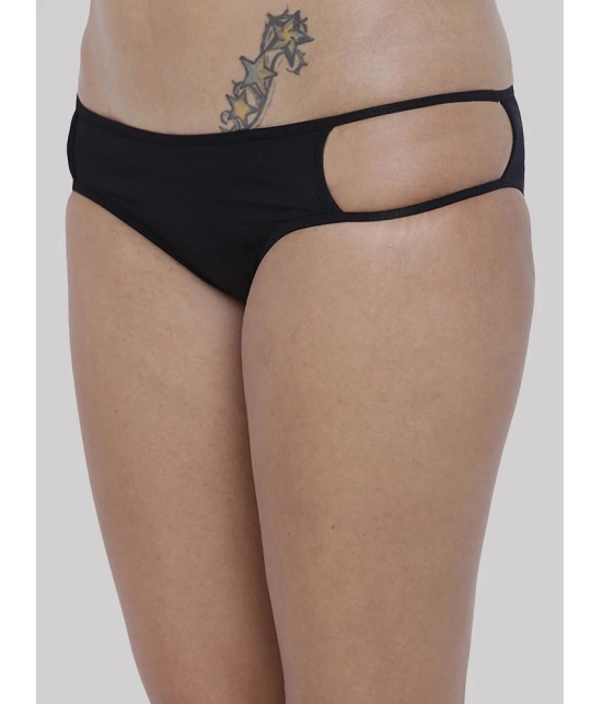 BASIICS By La Intimo - Black BCPBK03 Polyester Solid Womens Hipster ( Pack of 1 ) - None