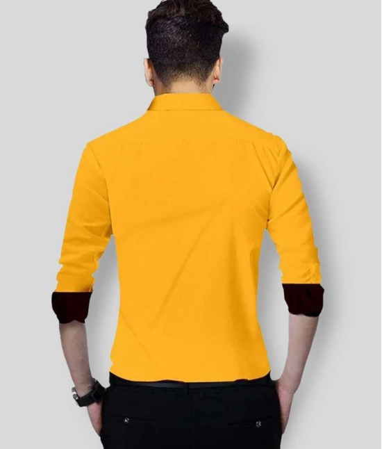 Life Roads - Yellow Cotton Slim Fit Mens Casual Shirt (Pack of 1 ) - None