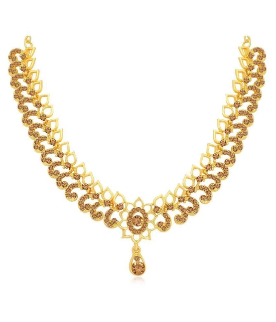 Sukkhi Alloy Golden Traditional Necklaces Set Choker - Golden