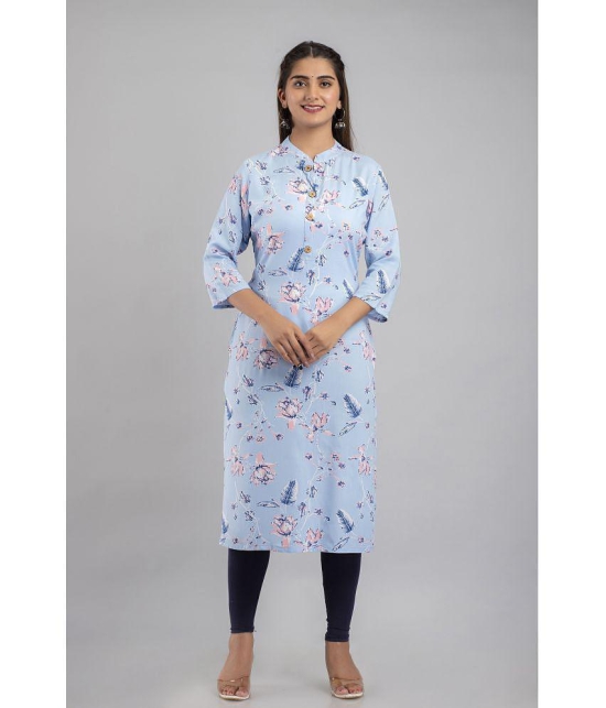 MAUKA - Light Blue Rayon Women's Straight Kurti ( Pack of 1 ) - None