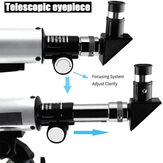 BASE 50 Telescope, 20x to 60x Zoom, 50mm Aperture, 3x Barlow Lens, 2 Eyepieces, Smartphone Adapter, Moon Filter, Compass, Aluminum Tripod