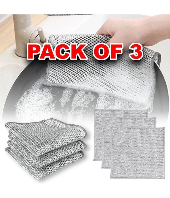 GEEO Pack of 3 dish cloth Steel Stainless Steel Scrub