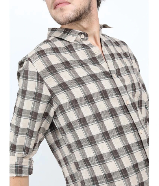 Ketch Polyester Slim Fit Checks Full Sleeves Mens Casual Shirt - Beige ( Pack of 1 ) - None