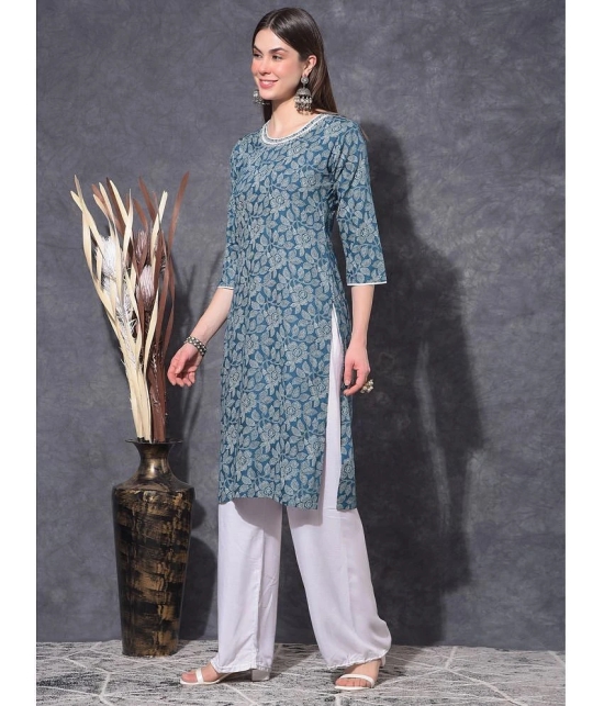 Mamoose Rayon Self Design Straight Womens Kurti - Blue ( Pack of 1 ) - None