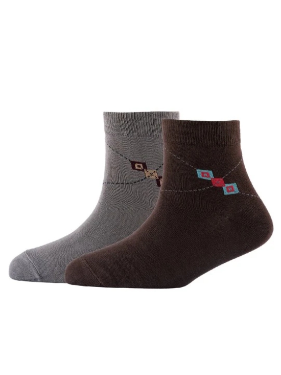 Men Pack Of 2 Patterned Cotton Ankle Length Socks