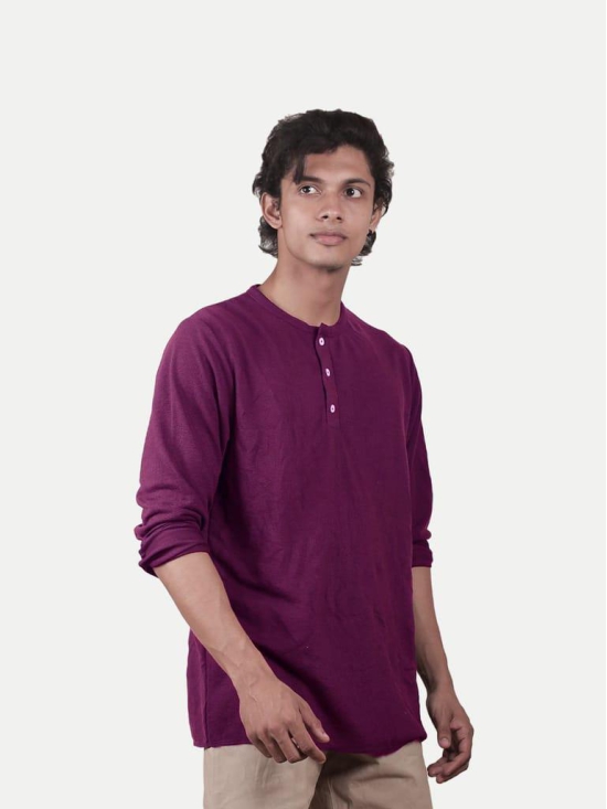 Men purple Cotton Casual Loose T-Shirt