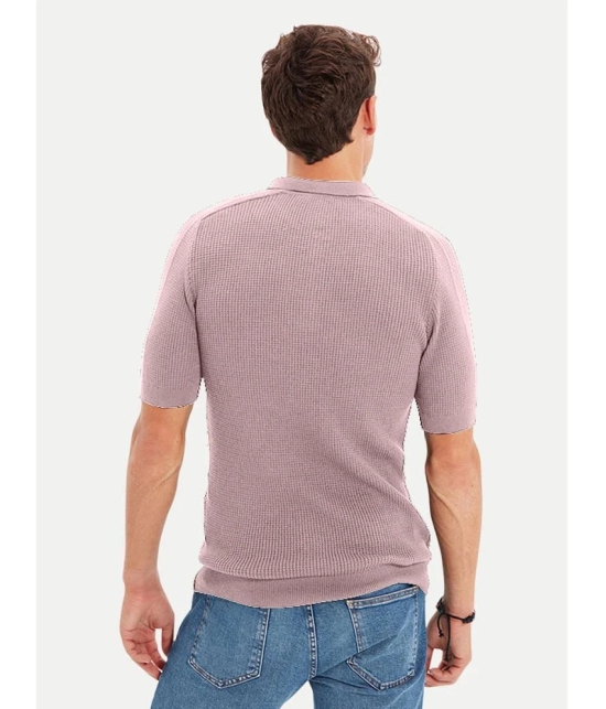 Radprix Cotton Blend Regular Fit Self Design Half Sleeves Mens T-Shirt - Pink ( Pack of 1 ) - None