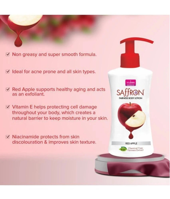 VI-JOHN Saffron Fairness Red Apple Body Lotion for Men & Women 250ml -Pack of 1