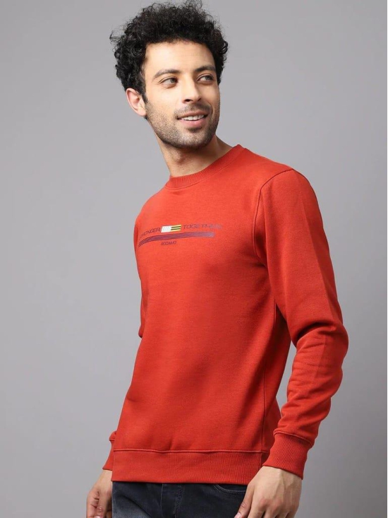 Rodamo Men Rust Round Neck Sweatshirts