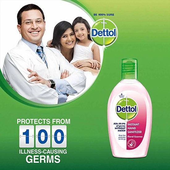 Dettol Instant Hand Sanitizer - Floral Essence, Kills 99.9% Of Germs Without Water, 50 Ml