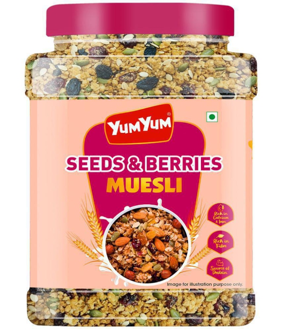 Yum Yum Seeds & Berries Muesli 750g | Whole Grain, Raisins, Cranberries, Watermelon Seeds, Pumpkin Seeds | High Source of Protein | Instant Breakfast Cereal | High in Fiber | Source of Calci