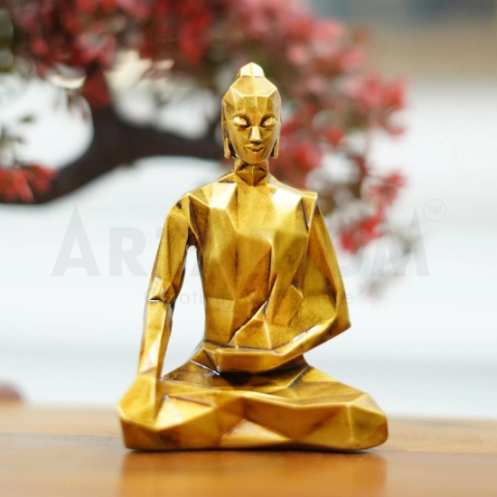 Artarium Car Dashboard Resin Origami Lord Buddha Idol Home Decor Item Origami Lord Buddha Murti Statue for Gift (Antique) Height -4 inch