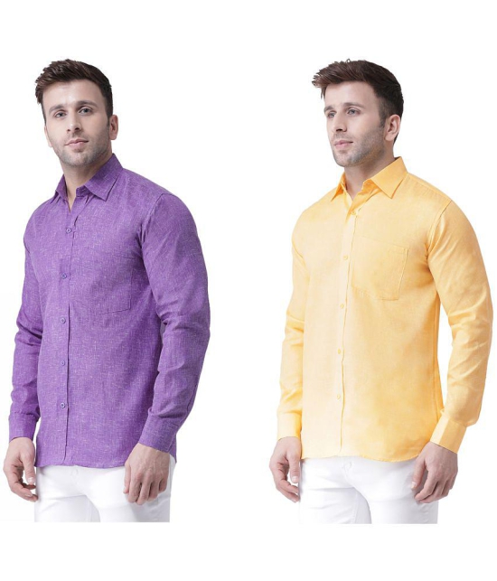 KLOSET By RIAG 100% Cotton Regular Fit Solids Full Sleeves Men's Casual Shirt - Yellow ( Pack of 2 ) - None