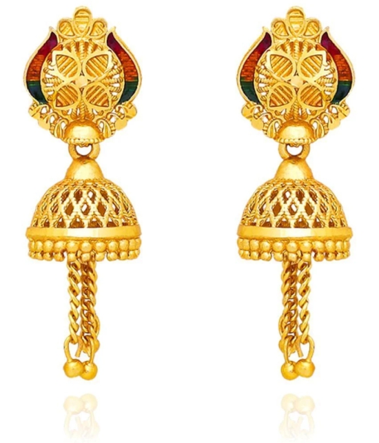 LUV FASHION Golden Jhumki Earrings ( Pack of 1 ) - Golden