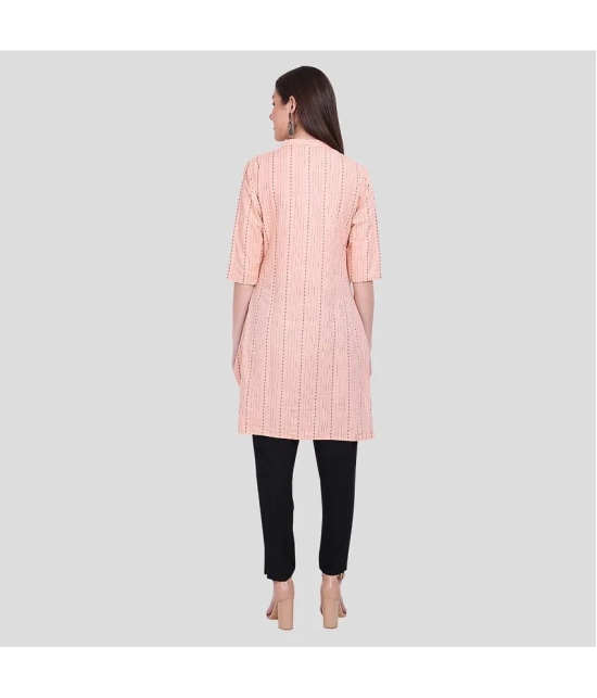 PPTHEFASHIONHUB Cotton Solid Straight Womens Kurti - Peach ( Pack of 1 ) - None