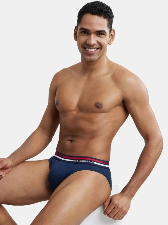 Jockey US49 Men Super Combed Cotton Solid Brief with Ultrasoft Waistband - Navy - None