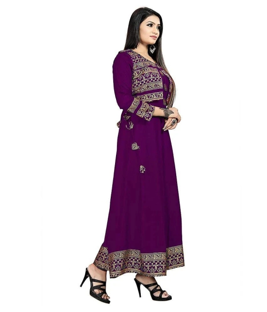 Estela - Purple Rayon Womens Jacket Style Kurti ( Pack of 1 ) - XXL