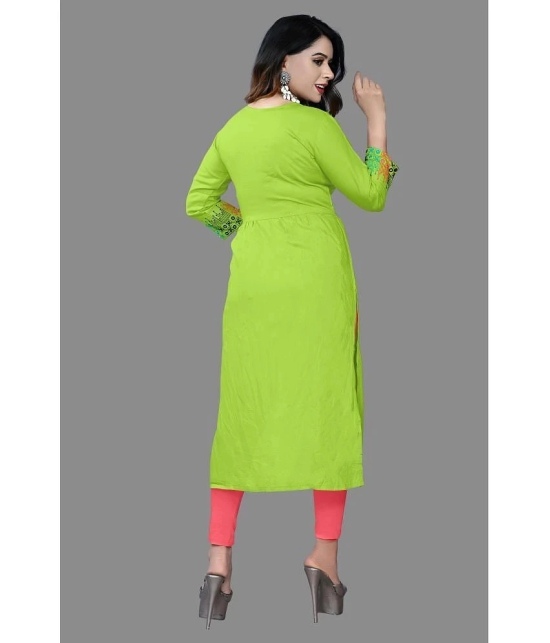 haya fashion - Lime Green Rayon Womens Straight Kurti ( Pack of 1 ) - None