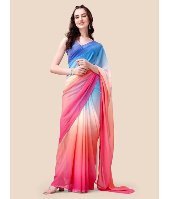 Rangita Women Ombre Colorblock Georgette Saree with Blouse Piece - Multicolor - Multicolor