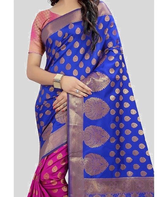 Gazal Fashions - Blue Banarasi Silk Saree With Blouse Piece ( Pack of 1 ) - Blue