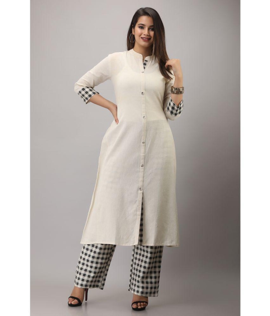 MAUKA Rayon Solid Kurti With Palazzo Womens Stitched Salwar Suit - White ( Pack of 1 ) - None