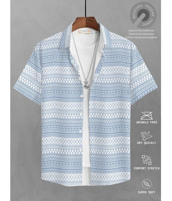 BULLMER Cotton Blend Regular Fit Printed Half Sleeves Mens Casual Shirt - Blue ( Pack of 1 ) - None