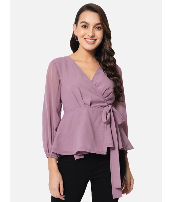 ALL WAYS YOU - Purple Georgette Womens Knot Front Top ( Pack of 1 ) - None