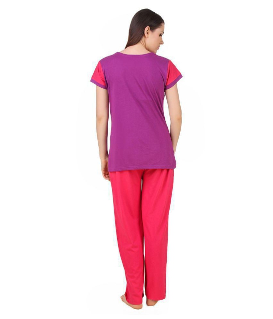 Fasense Cotton Nightsuit Sets - Purple - L