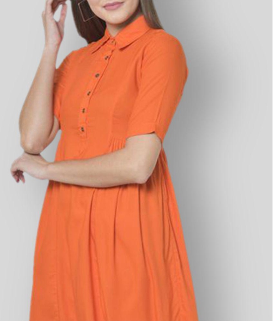 Pistaa - Orange Viscose Women's Flared Kurti ( Pack of 1 ) - None