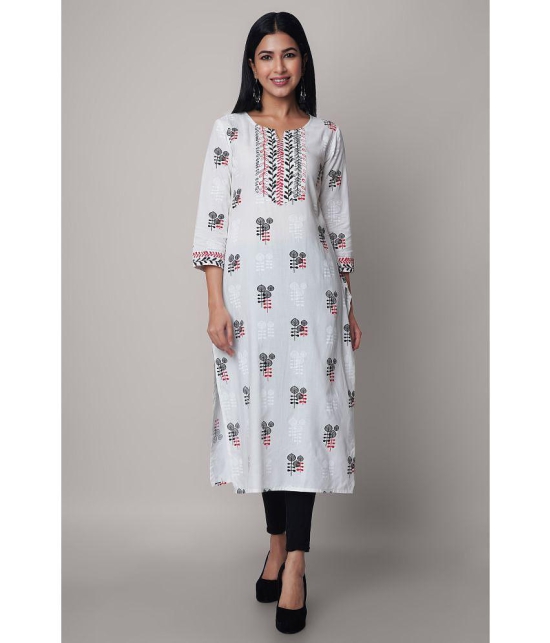 GOD BLESS - White Rayon Womens Straight Kurti ( Pack of 1 ) - None