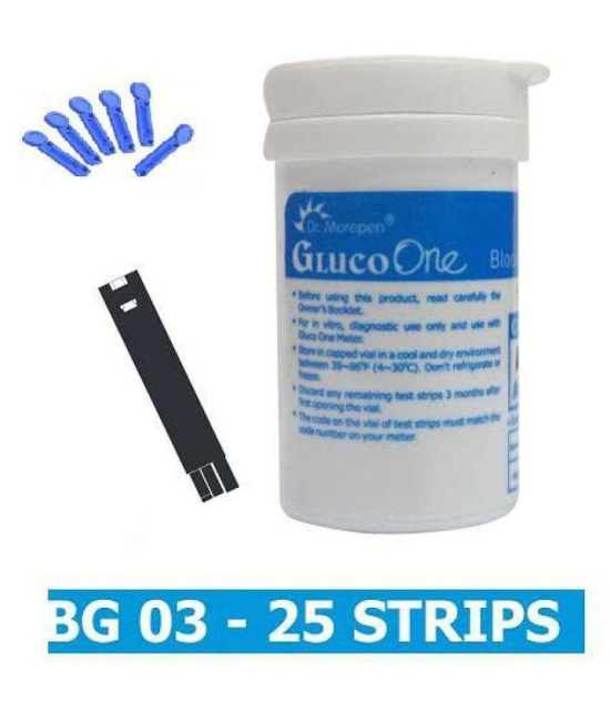 Dr Morepen 25 Test Strips for BG 03 Glucometer & 100 Lancets (Strip & Lancet Combo Pack)Expiry- March 2024