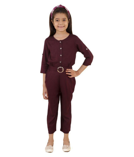 Kids Cave - Rosewood Rayon Girls Jumpsuit ( Pack of 1 ) - None