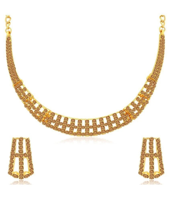 Sukkhi Alloy Golden Traditional Necklaces Set Collar - Golden